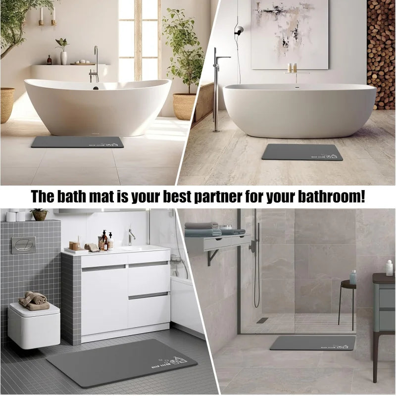 tapis bain moderne gris pas pieds non glissant machine lavable salon salle bain