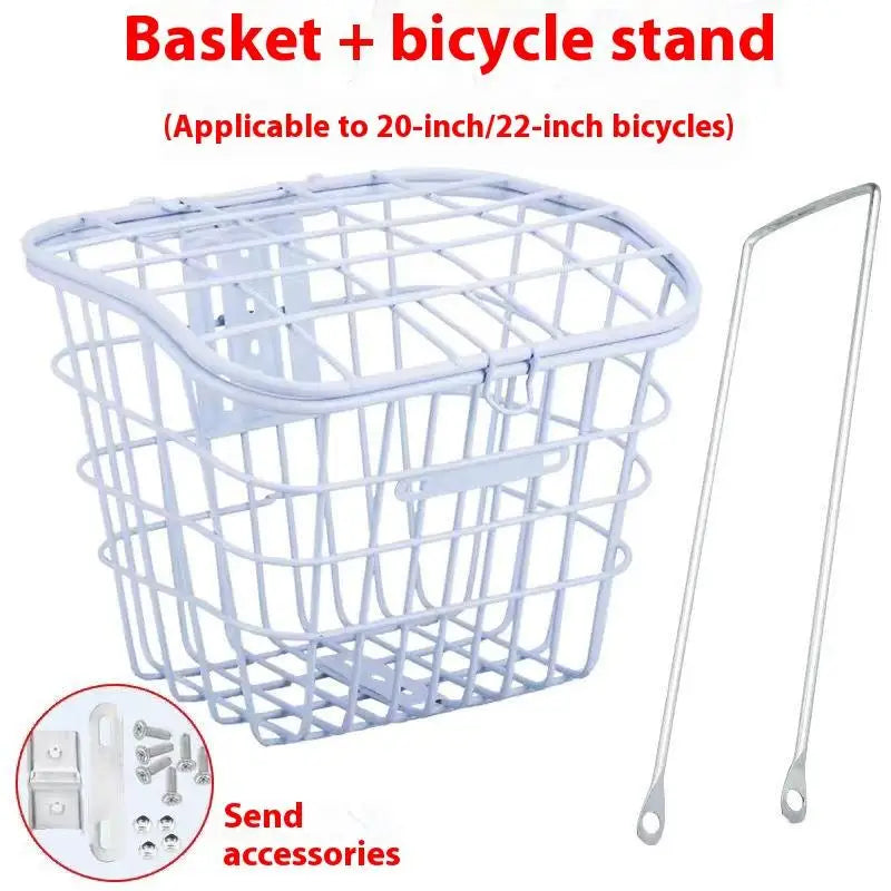 panier vélo noir blanc gris maille métallique moderne clips fixation poignée extra large
