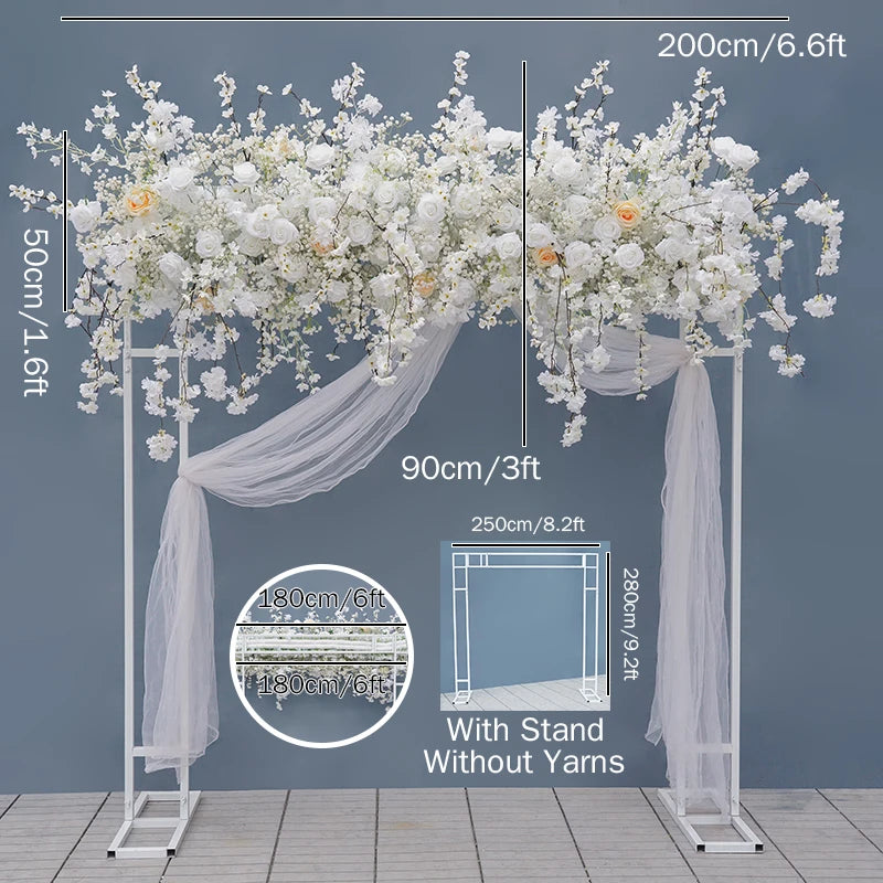 arche décorative mariage fleurs artificielles roses blanches classique romantiqueextérieur usage décoration maison