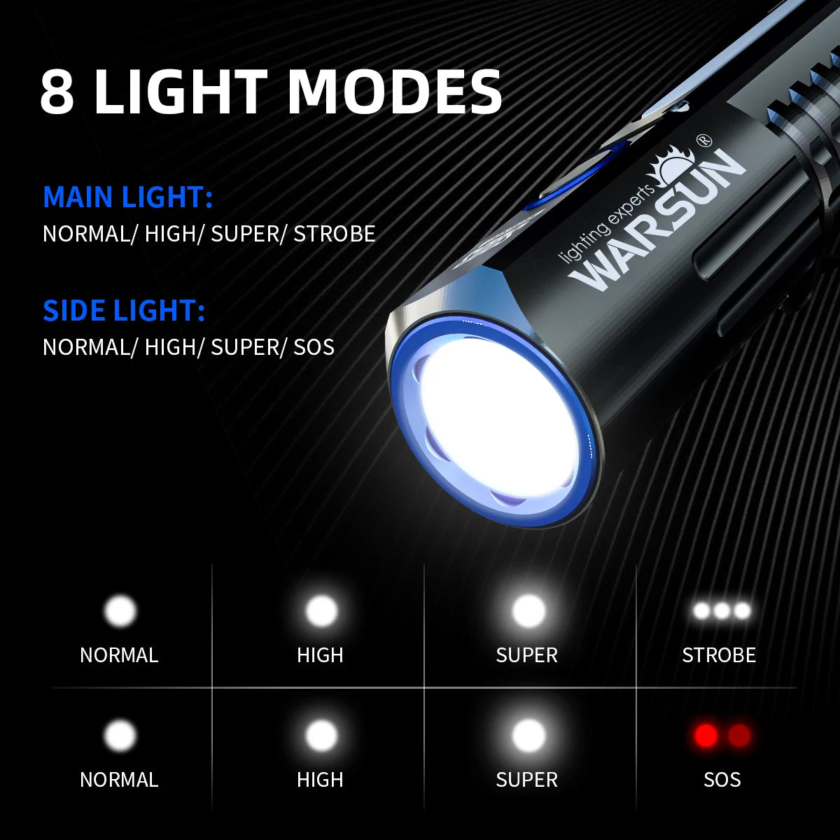 lampe torche led rechargeable tactique 2000lm aimantée multifonctionnelle boucle snap buckle