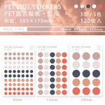 sticker rond minimaliste bleu rose gris blanc adhésif decoration journal 120pcs moderne unitaire
