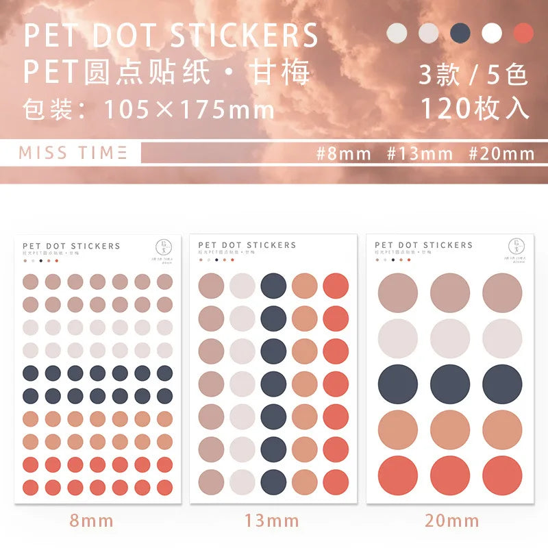 sticker rond minimaliste bleu rose gris blanc adhésif decoration journal 120pcs moderne unitaire