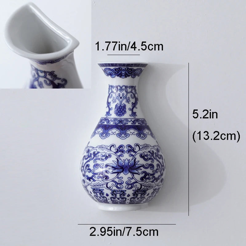 vases decoratifs ceramique bleu blanc decoration maison chinois traditionnel motifs floraux salon