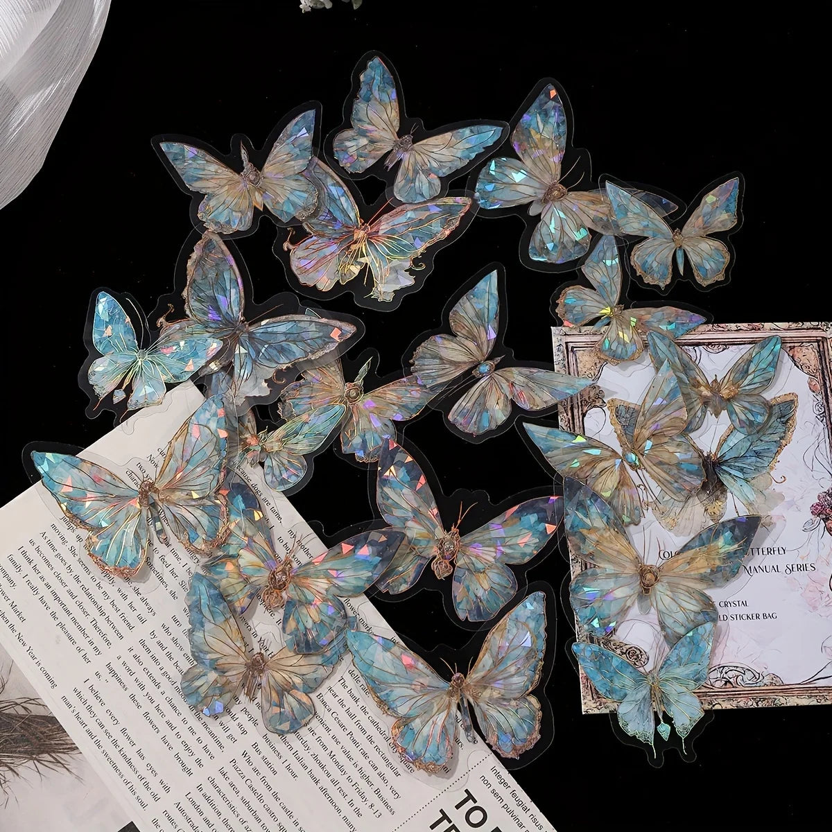 papillons décoratifs transparents rose bleu vert clips élégants bricolage auto collants artisanal
