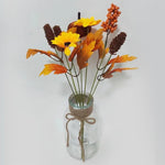 décoration intérieure bouquet fleurs artificielles automnales orange rouge vert noël halloween rustic