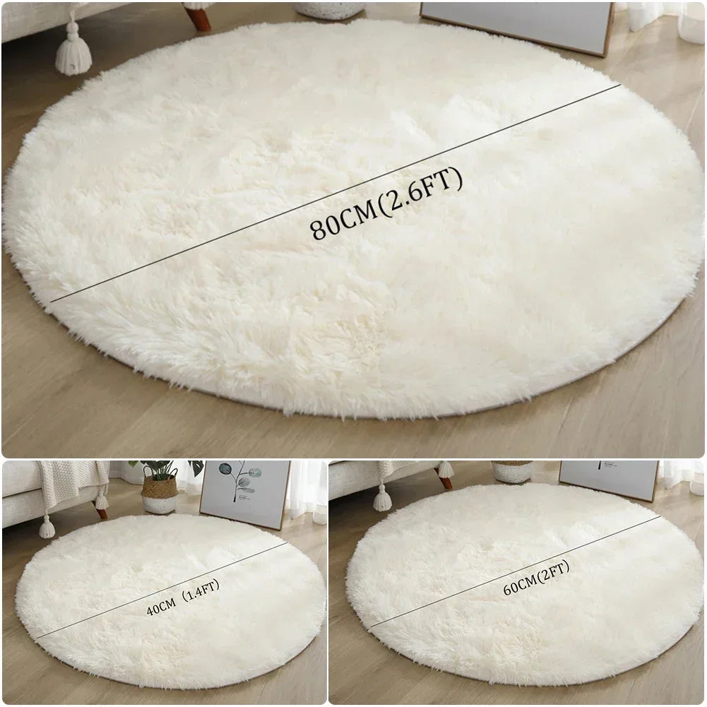 tapis rond uni moderne doux polyester 40cm rose clair vert violet marron bleuclair beige