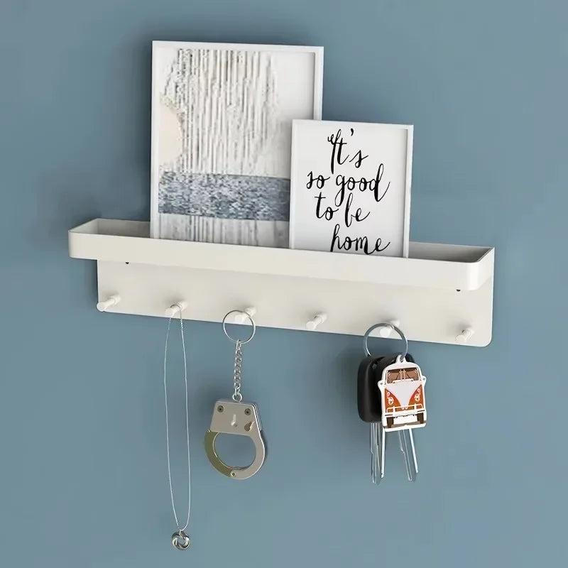Porte-clés mural bleu pour salle de bain organisée