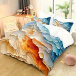 housse couette polyester impression 3d moderne bleu orange abstraite ondulée double king queen