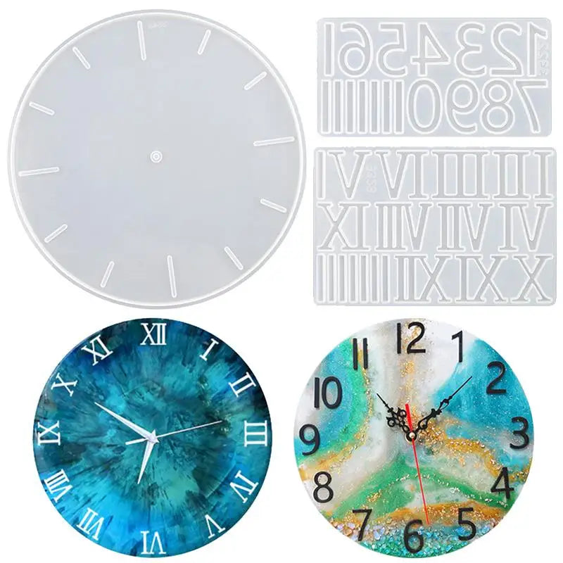 horloge murale silicone transparente chiffres romains motifs marbrés feuilles moderne
