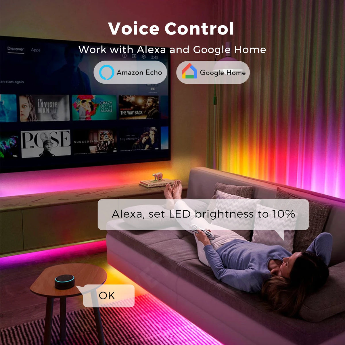 Ruban LED connecté RGBIC COB WiFi 24V adressable or
