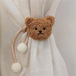 attache cordon fenêtre teddy bear mignon décoration maison tissu doux couleur beige marron clair