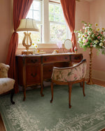 tapis vert clair floral broderie classique 80x120cm 120x160cm 40x60cm polyeste