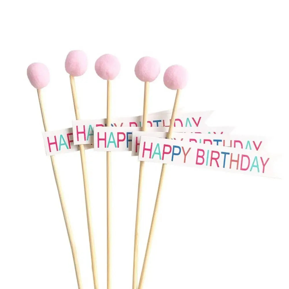 décorations gâteau happy birthday multicolore nounours chapeau banderoles géométriques festives piquées bois