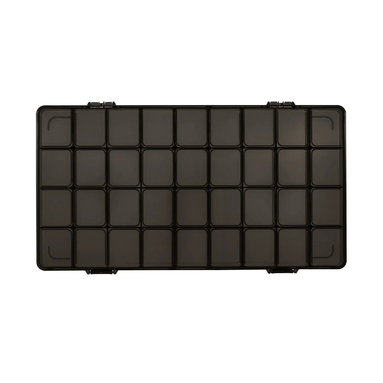 Boîte de rangement noire avec tiroirs ouverts
