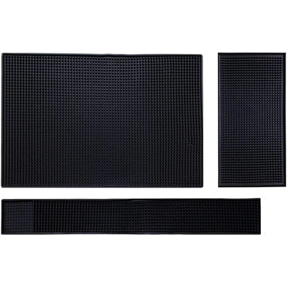 tapis bar caoutchouc silicone noir perforations antidérapant moderne cuisine accessoire résistant chaleur