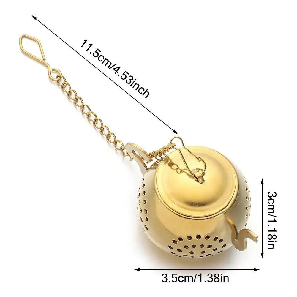 infuseur thé maille fine chaîne boucle moderne argenté filtre épices cuisine théière herbes thé