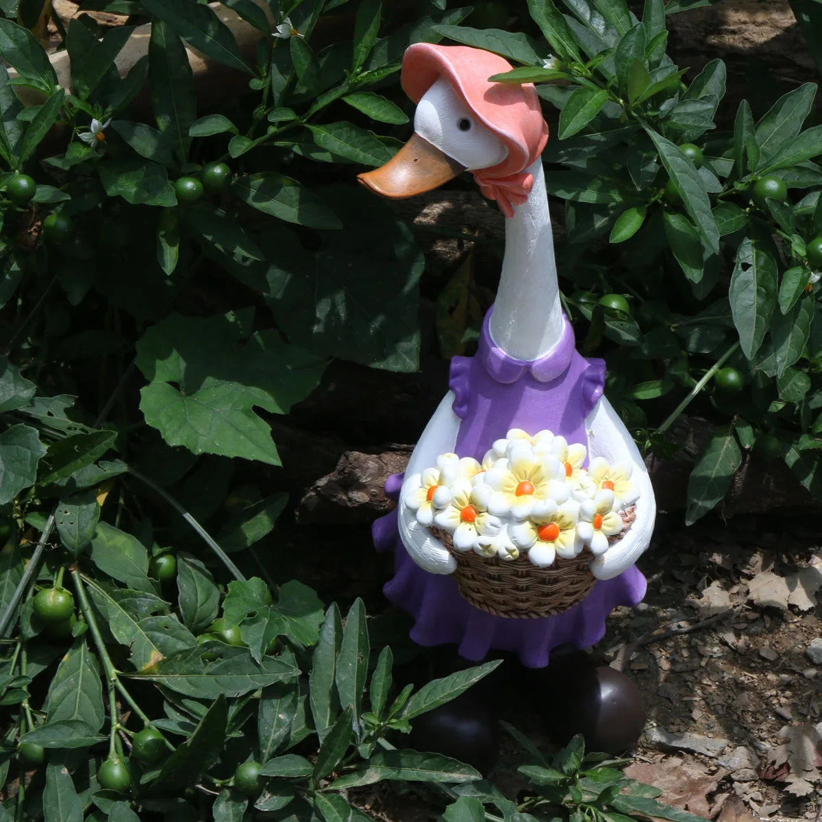 statue jardin canards vêtements fleurs chapeau bottes motifs floraux décorative résistante intempéries durableextérieur