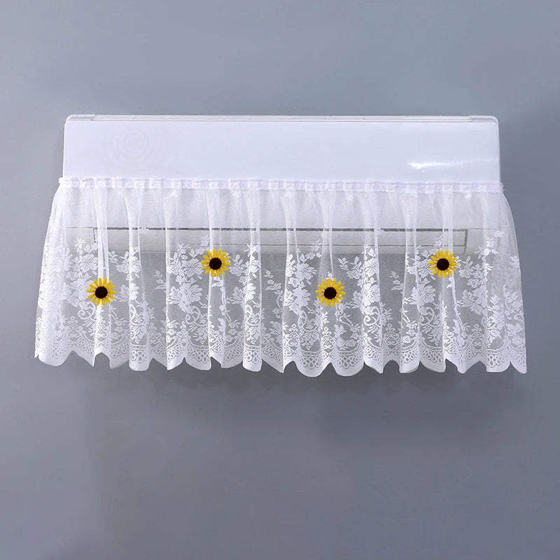couverture climatiseur moderne dentelle brodée fleurs blanc translucide anti poussière chambre coucher