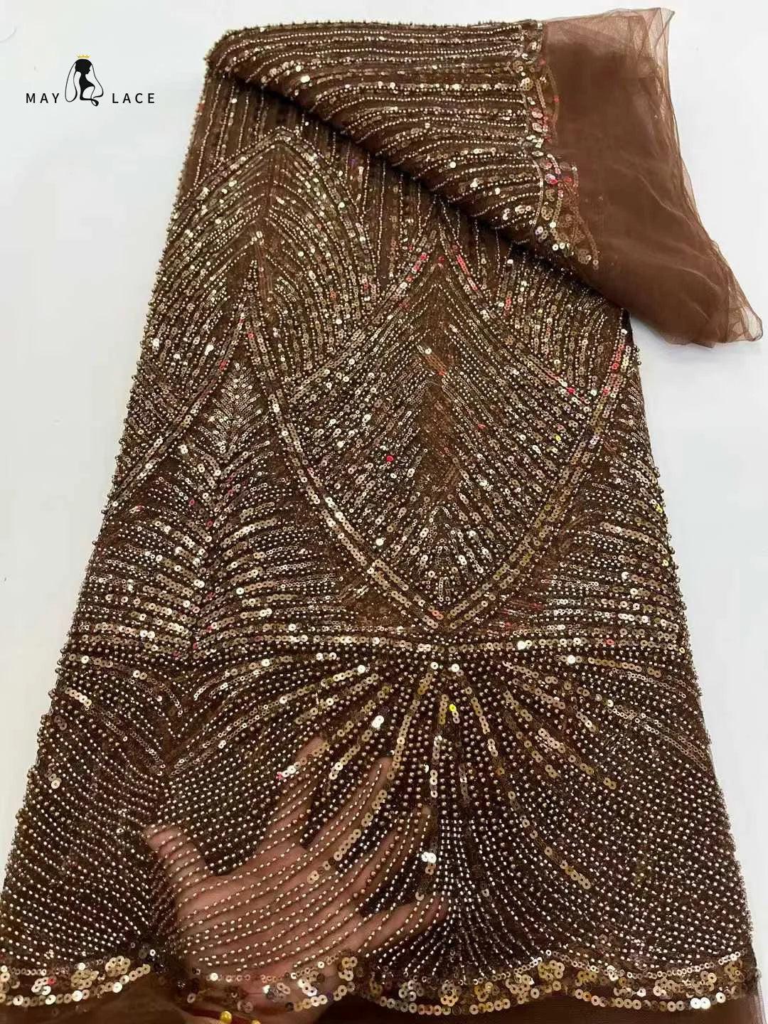 tulle français dentelle nigeriane soirée strass élégante mariage robe glamour opalescente