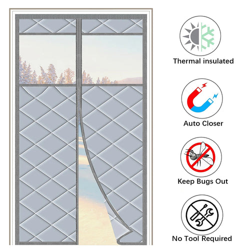 rideau porte gris quilted adhésif moderne isolation hiver épaissi multicouche automatique