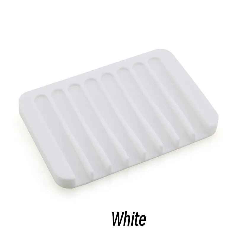 support savon silicone rayures horizontales gris rose blanc moderne comptoir salle bains