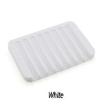 support savon silicone rayures horizontales gris rose blanc moderne comptoir salle bains