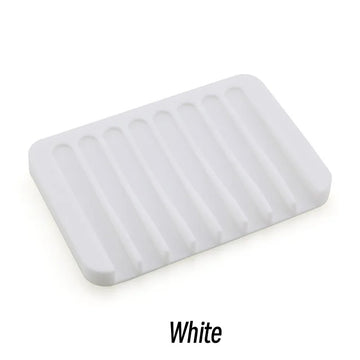 support savon silicone rayures horizontales gris rose blanc moderne comptoir salle bains