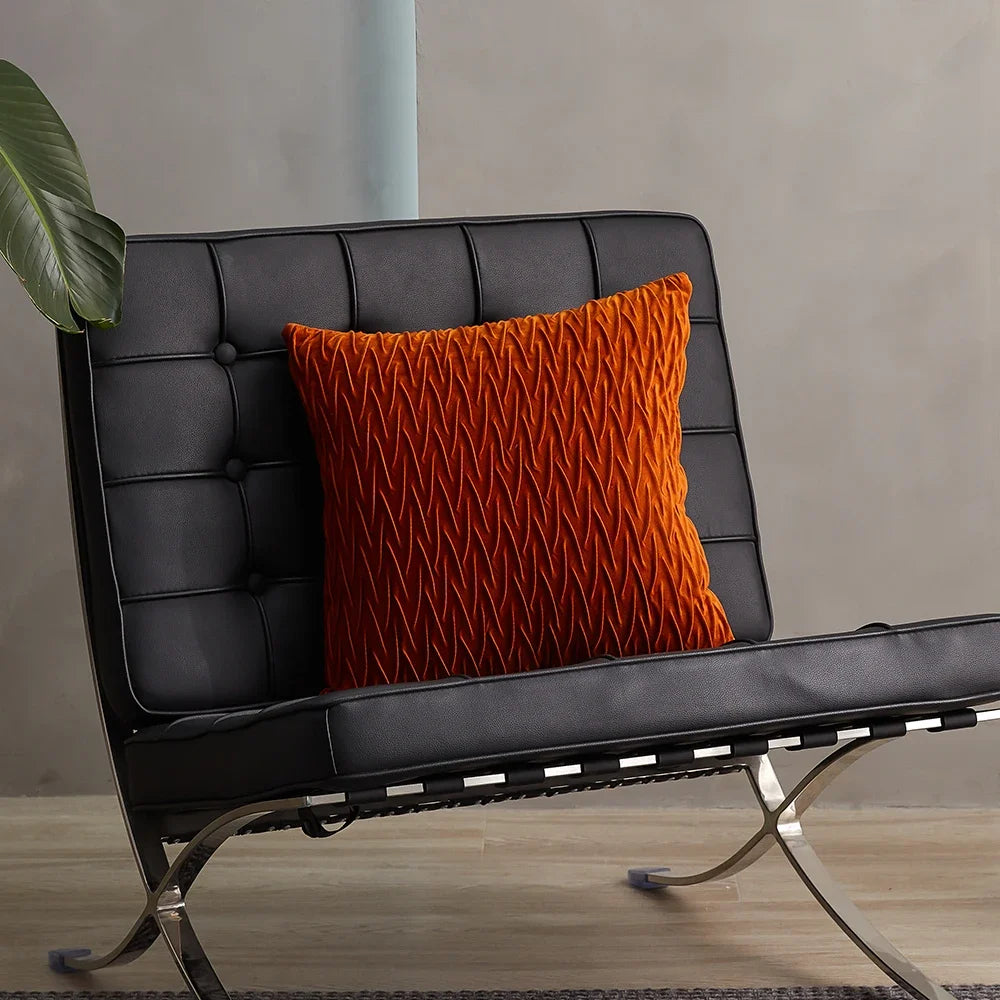 coussin velours orange moderne 45x45cm décoratif lit canapé chaise voiture adhésif