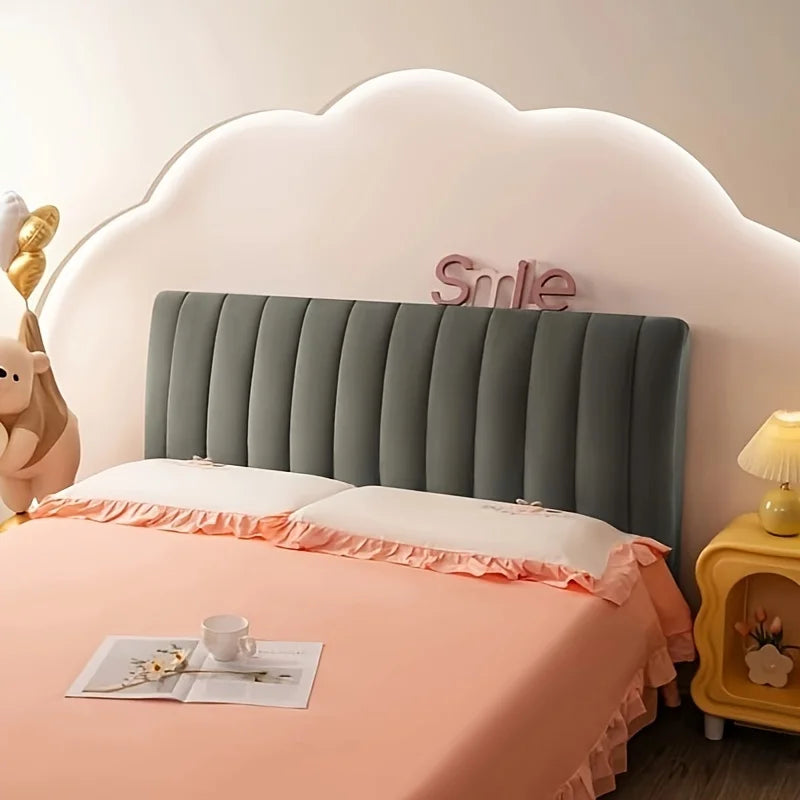 housse tête lit velours beige poche rangement coutures modernes