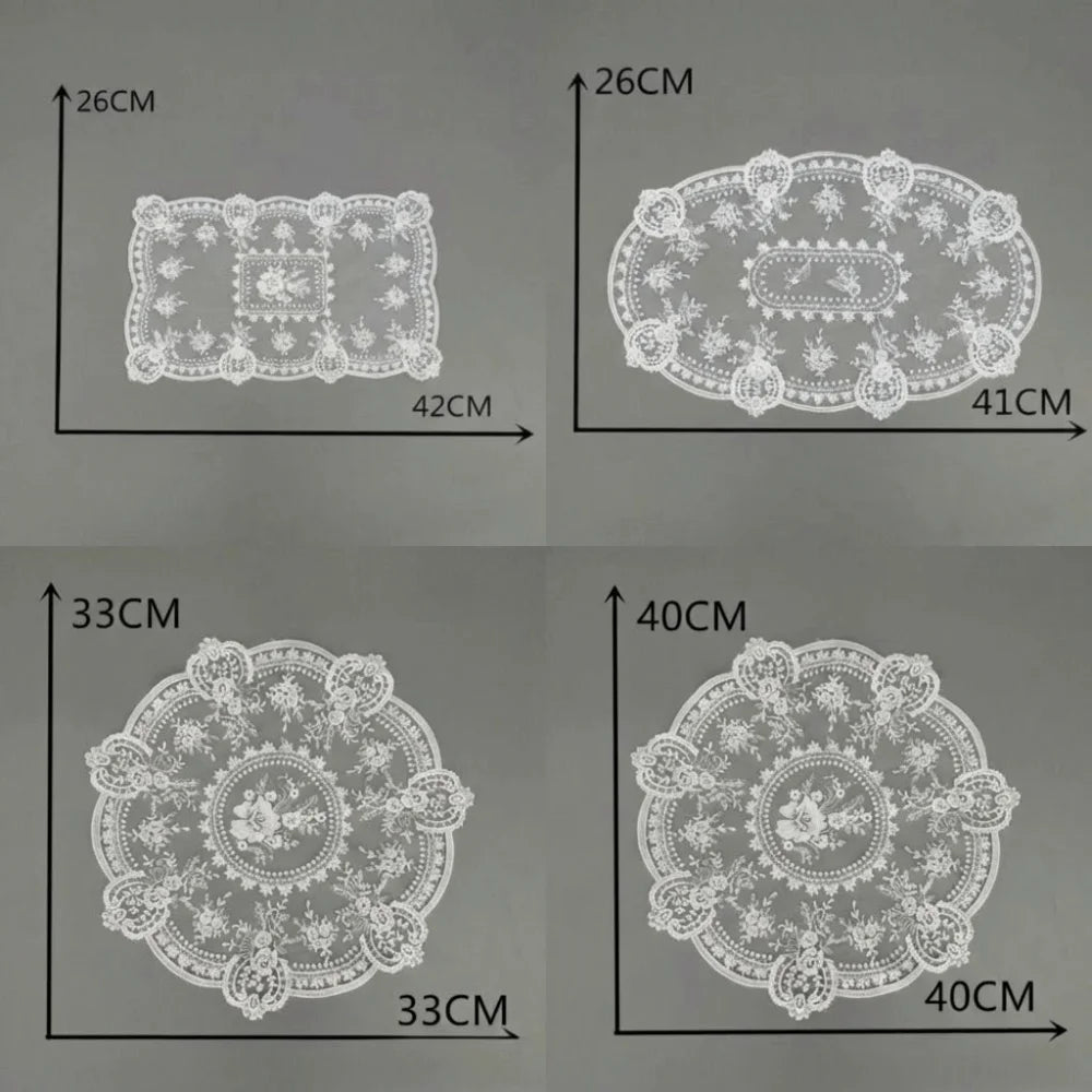 serviettes table blanches broderie florale dentelle classique rectangle ovale pâques fête pastorale