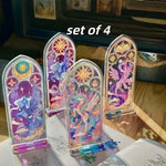 décorations fenêtre vitraux décoratifs motifs géométriques étoiles licornes nuages art nouveau opaques