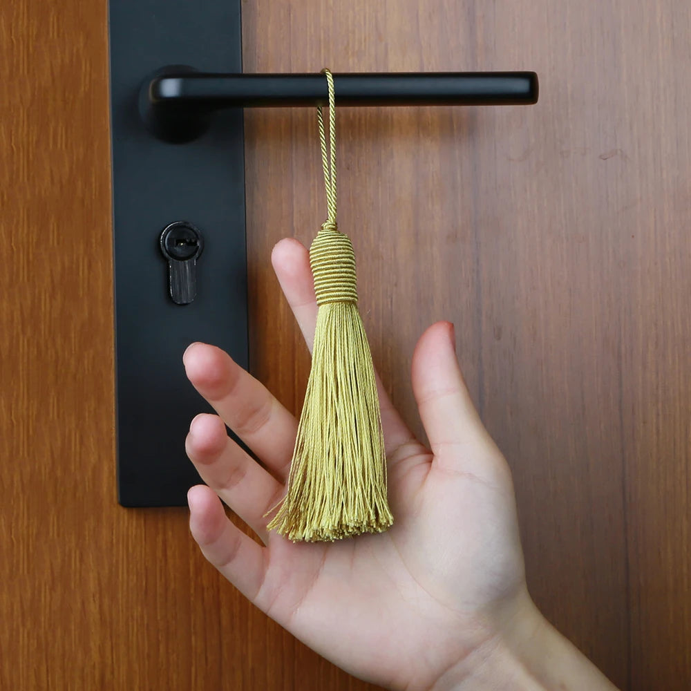 pompons décoratifs tissés dorés opaques 17cm rideaux vêtements artisanal 12 pièces
