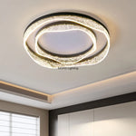 plafonnier led moderne blanc noir texture cristaux éclairage intérieur salon chambre coucher