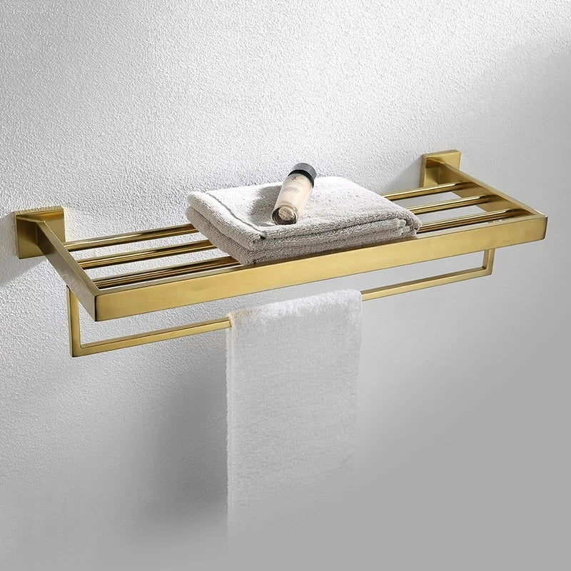 accessoires salle bain doré moderne porte serviettes papier toilette tablette minimaliste