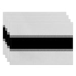 tapis table moderne blanc noir rayures lin respectueux environnement 30x45cm
