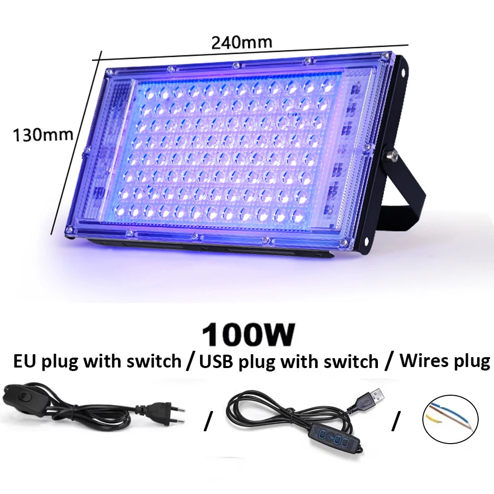 lampe uv led 100w bleu moderne câble alimentation interrupteur led chip 2835