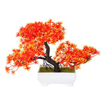 décoration intérieure bonsaï artificiel rouge rose jaune vert feuilles fines tronc noir base carrée
