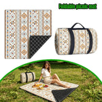 tapis pique nique pliable imperméable motif ethnique sac transport couleur beige orange bleu rouge