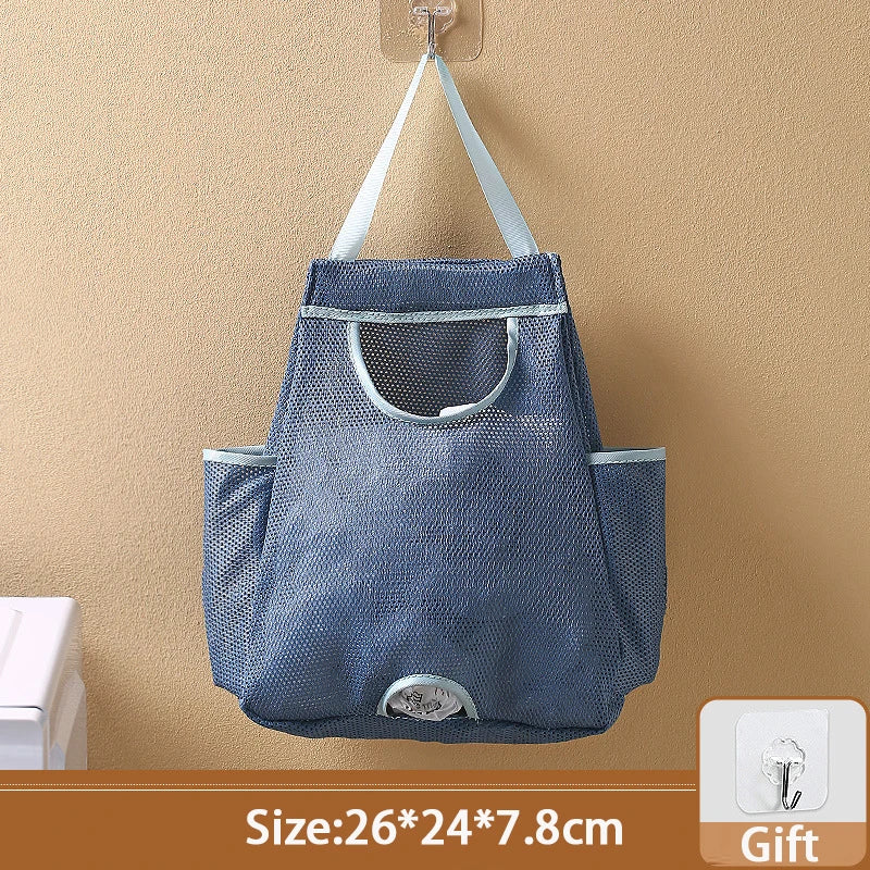 sac poubelle suspendu polyestère réutilisable bleu marine gris noir maille fine moderne crochets muraux