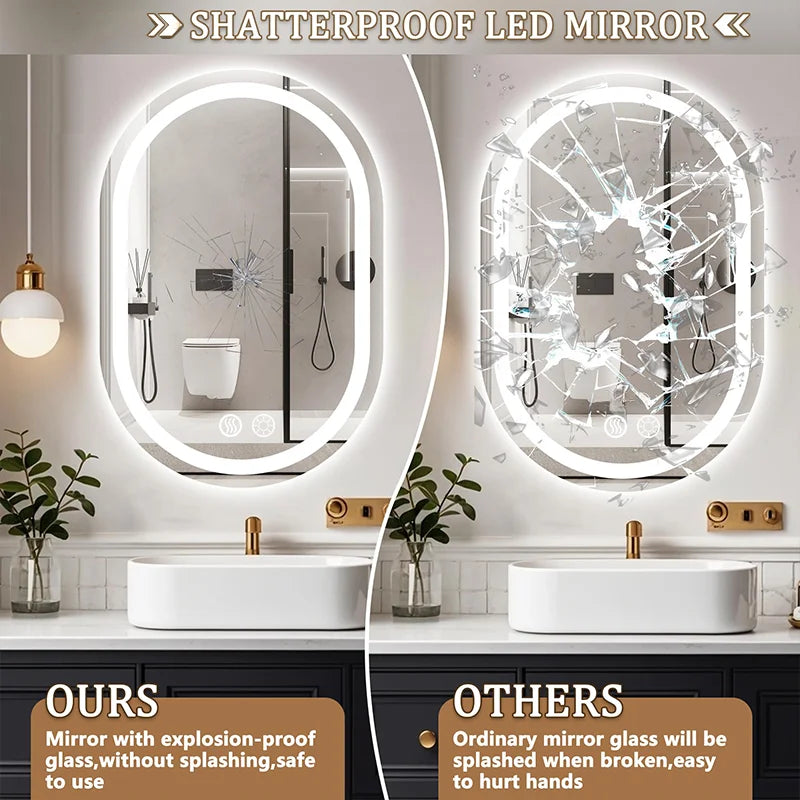 miroir led ovale moderne anti buée éclairé murale contemporain