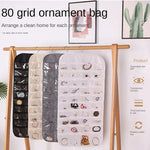 rangement bijoux suspendu noir blanc transparent moderne 40 grilles anneaux suspension