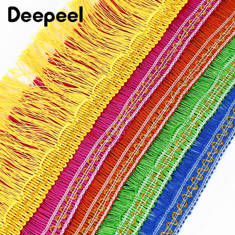 franges décoratives rubans frisés polyester rouge bleu rose jaune vert 10cm textiles decoration