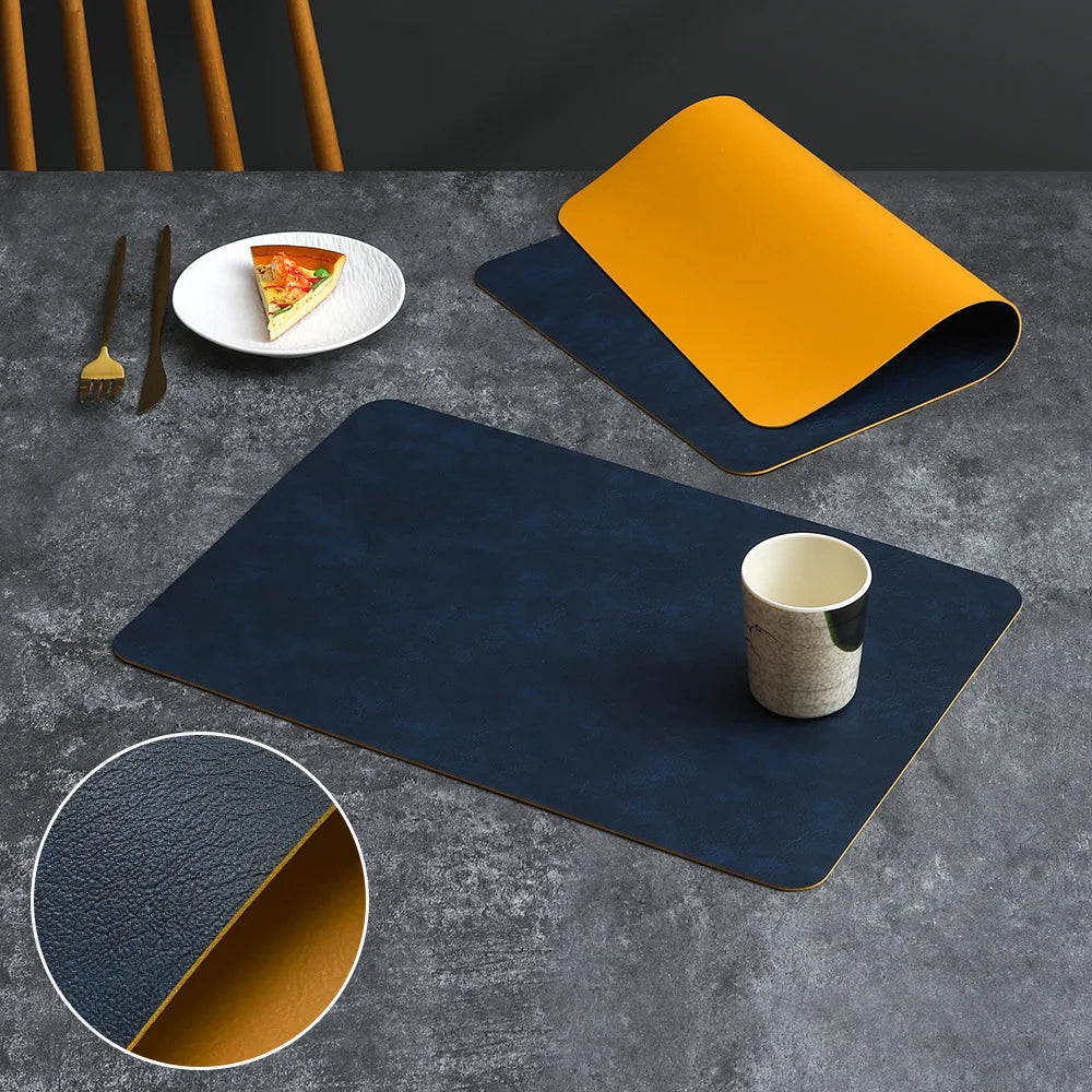 tapis table moderne simili cuir marron bleu marine gris vert pastel