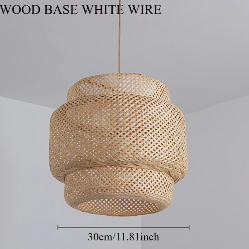 lampe suspendue rotin moderne salle bain salon restaurant chambre principal tissage bois lumière chaude
