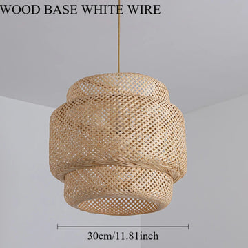lampe suspendue rotin moderne salle bain salon restaurant chambre principal tissage bois lumière chaude