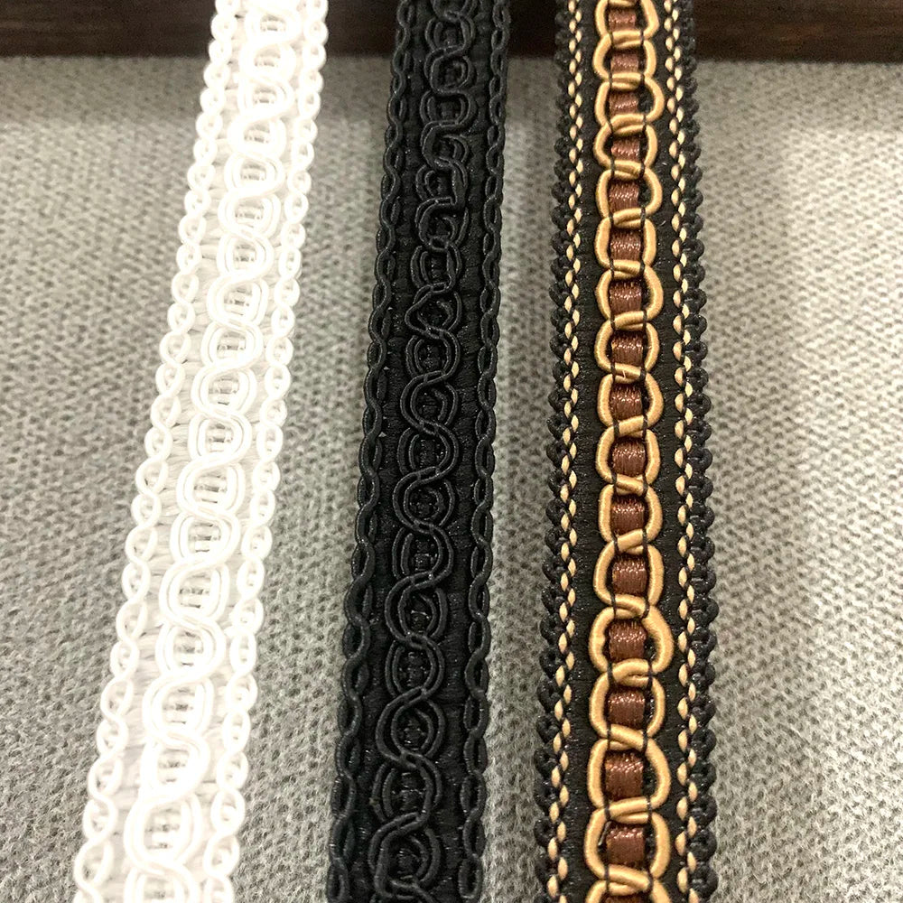 rubans décoratifs polyester blanc noir marron clair motif circulaire largeur 1.5cm classique élégants mariage
