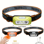 lampe frontale led rechargeable sensor switch ceinture élastique mode pratique orange vert noir