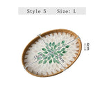 assiettes ovales rotin mosaïque coquillages boho rustique multicolore thé collations