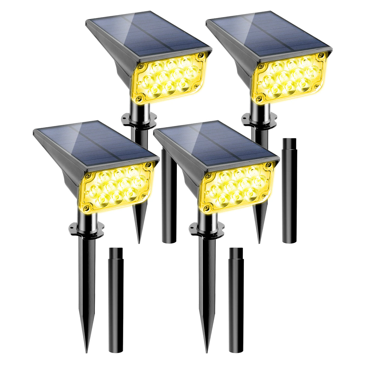 projecteur solaire extérieur led noir moderne autoinstallation spots jardin