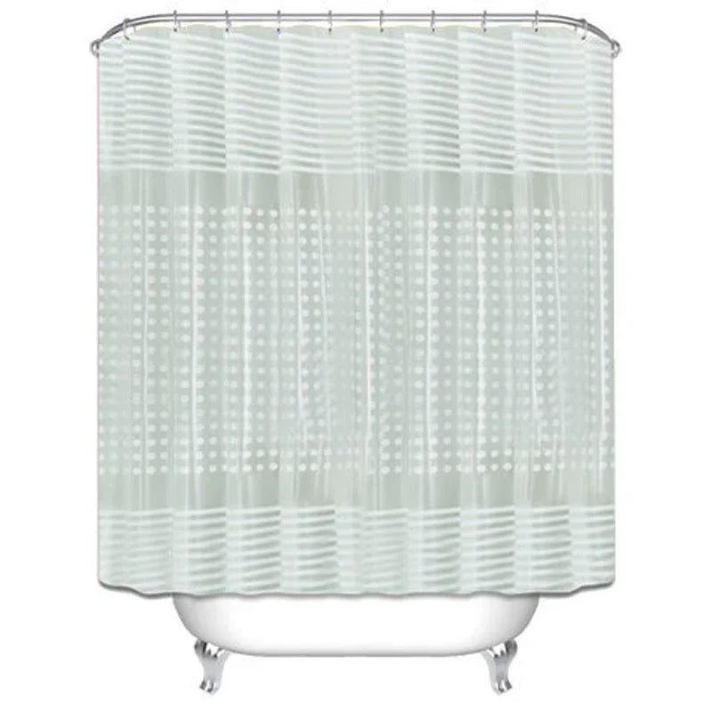 rideau douche moderne blanc transparent rayures points résistant l'eau 180cm